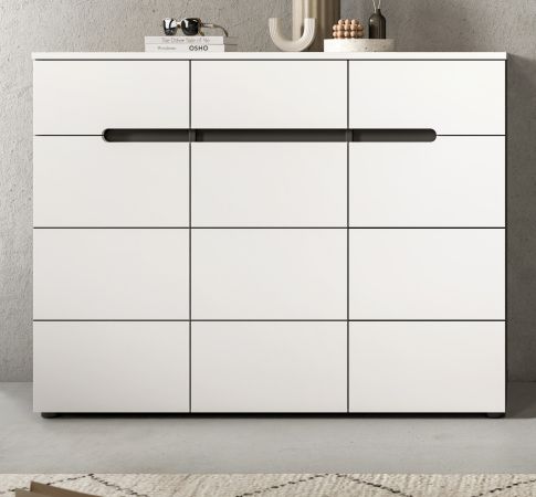 Schuhkommode Cooper in wei und grau Flurkommode 120 x 94 cm, Soft-Close
