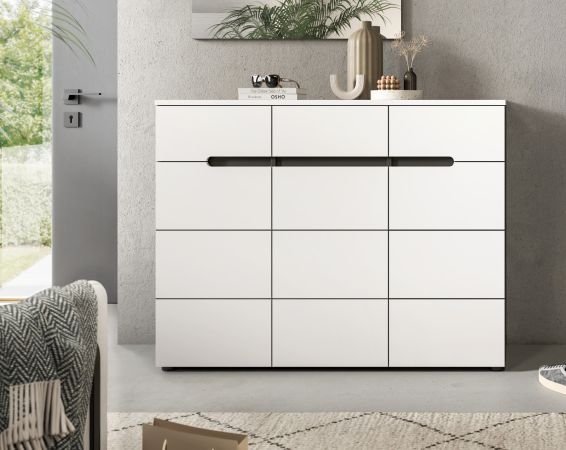 Schuhkommode Cooper in wei und grau Flurkommode 120 x 94 cm, Soft-Close
