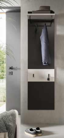 Garderobenpaneel Cooper in grau und wei Wandgarderobe 45 x 165 cm