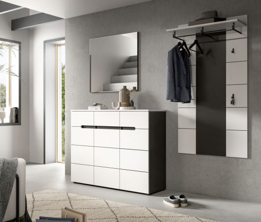 Garderobenpaneel Cooper in wei und grau Wandgarderobe 80 x 141 cm