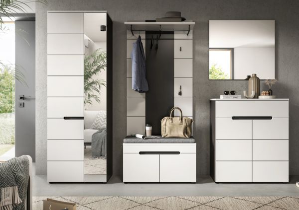Garderobenpaneel Cooper in wei und grau Wandgarderobe 80 x 141 cm
