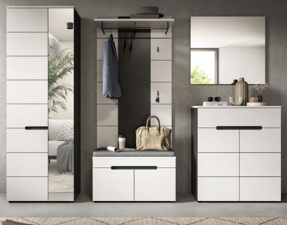 Garderobe Set 5-teilig Cooper in wei und grau 255 cm, Soft-Close