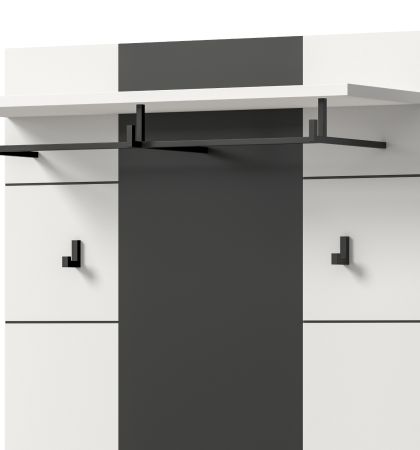 Garderobe Set 5-teilig Cooper in wei und grau 255 cm, Soft-Close