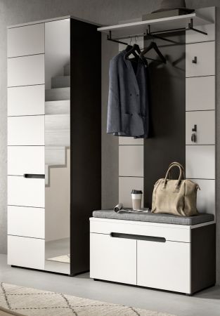 Garderobe Set 3-teilig Cooper in wei und grau 160 cm, Soft-Close