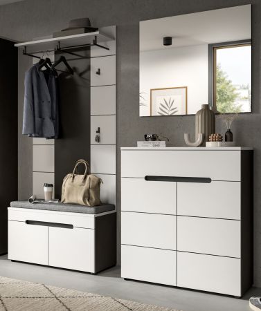 Garderobe Set 4-teilig Cooper in wei und grau 175 cm, Soft-Close