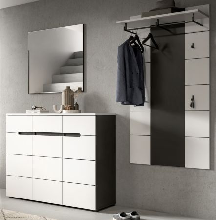 Garderobe Set 3-teilig Cooper in wei und grau 215 cm, Soft-Close