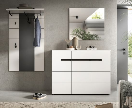Garderobe Set 3-teilig Cooper in wei und grau 215 cm, Soft-Close