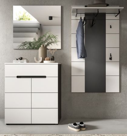 Garderobe Set 3-teilig Cooper in wei und grau 175 cm, Soft-Close