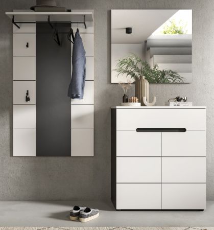 Garderobe Set 3-teilig Cooper in wei und grau 175 cm, Soft-Close