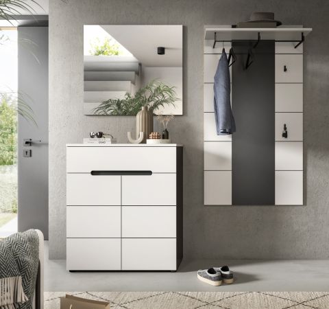 Garderobe Set 3-teilig Cooper in wei und grau 175 cm, Soft-Close