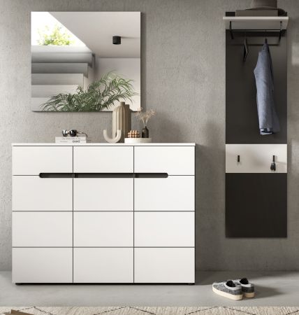 Garderobe Set 3-teilig Cooper in wei und grau 180 cm, Soft-Close