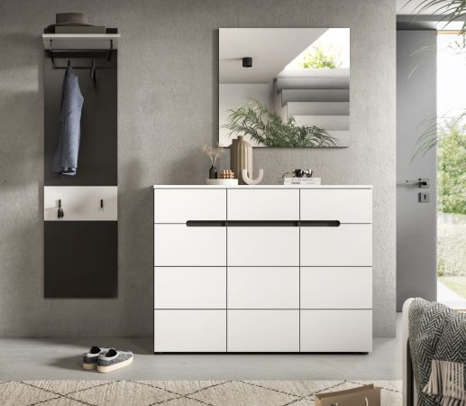 Garderobe Set 3-teilig Cooper in wei und grau 180 cm, Soft-Close