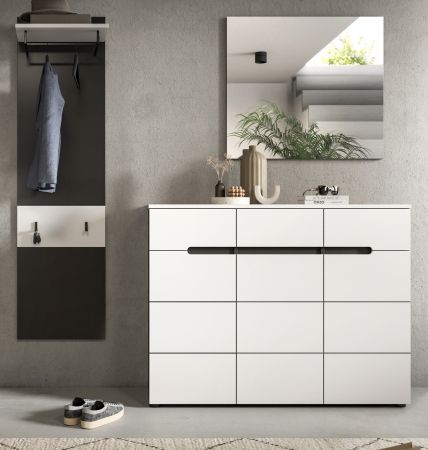 Garderobe Set 3-teilig Cooper in wei und grau 180 cm, Soft-Close