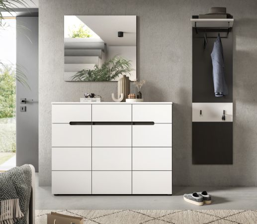 Garderobe Set 3-teilig Cooper in wei und grau 180 cm, Soft-Close