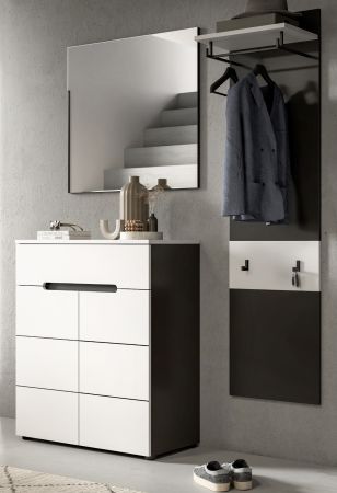 Garderobe Set 3-teilig Cooper in wei und grau 140 cm, Soft-Close