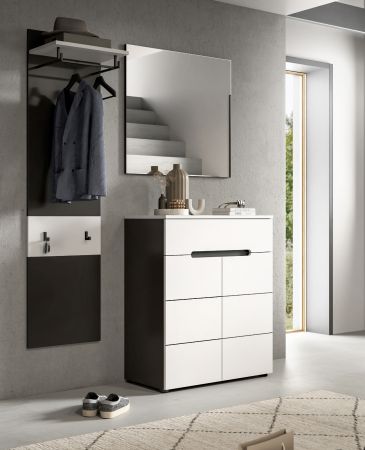 Garderobe Set 3-teilig Cooper in wei und grau 140 cm, Soft-Close