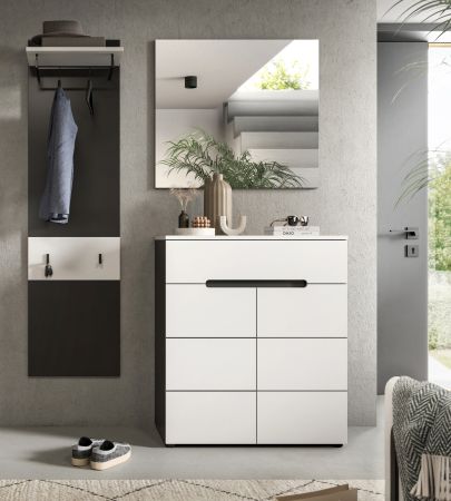 Garderobe Set 3-teilig Cooper in wei und grau 140 cm, Soft-Close