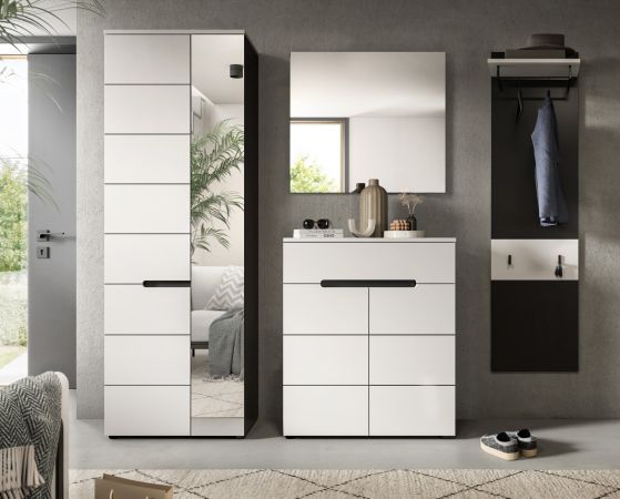 Garderobe Set 3-teilig Cooper in wei und grau 140 cm, Soft-Close