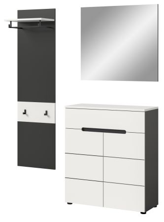 Garderobe Set 3-teilig Cooper in wei und grau 140 cm, Soft-Close