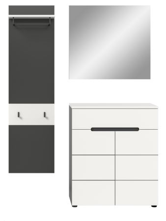 Garderobe Set 3-teilig Cooper in wei und grau 140 cm, Soft-Close
