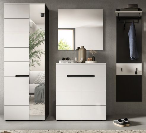Garderobe Set 4-teilig Cooper in wei und grau 220 cm, Soft-Close