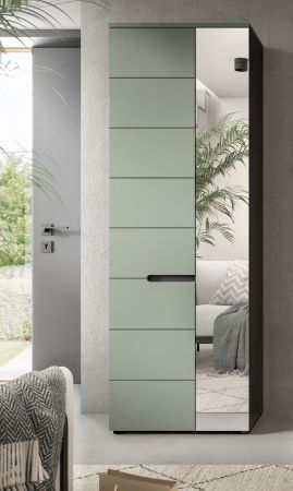 Garderobenschrank Cooper in salbei und grau 65 x 190 cm mit variabler Inneneinteilung, Soft-Close