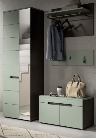 Garderobenschrank Cooper in salbei und grau 65 x 190 cm mit variabler Inneneinteilung, Soft-Close