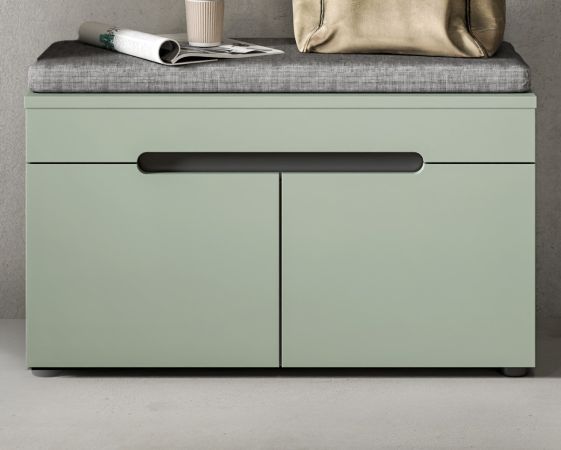 Garderobe Sitzbank Cooper in salbei und grau Garderobenbank 80 cm, Soft-Close
