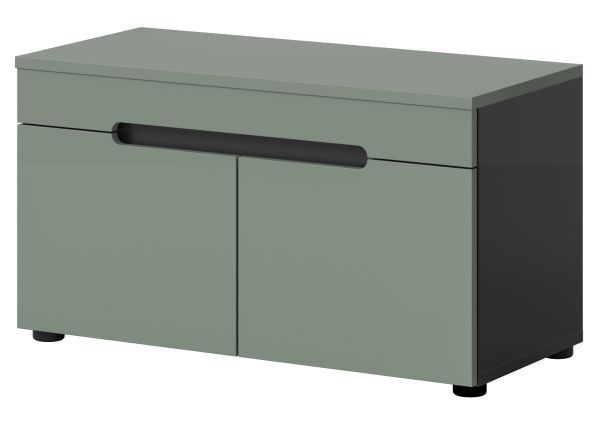 Garderobe Sitzbank Cooper in salbei und grau Garderobenbank 80 cm, Soft-Close