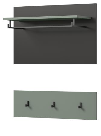 Garderobenpaneel Cooper in salbei und grau Set 2-teilig 80 cm
