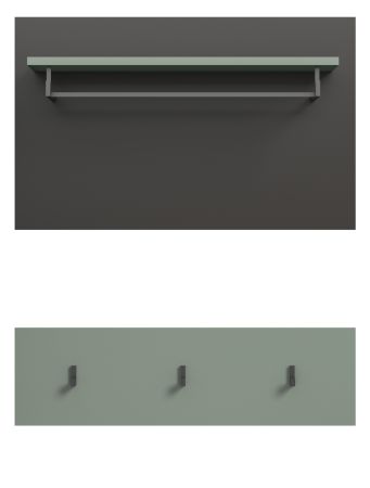 Garderobenpaneel Cooper in salbei und grau Set 2-teilig 80 cm