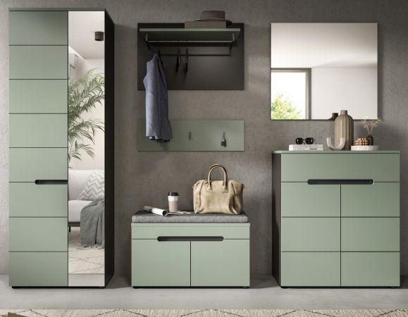 Garderobe Set 6-teilig Cooper in salbei und grau 255 cm, Soft-Close