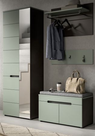 Garderobe Set 4-teilig Cooper in salbei und grau 160 cm, Soft-Close