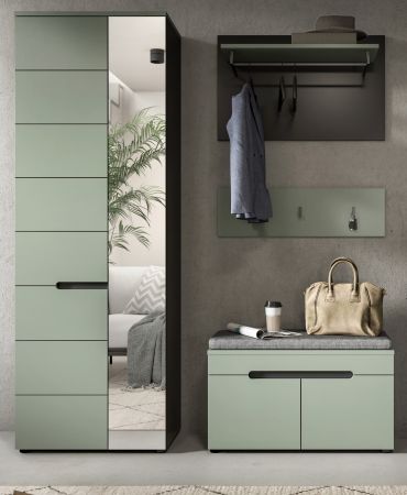 Garderobe Set 4-teilig Cooper in salbei und grau 160 cm, Soft-Close