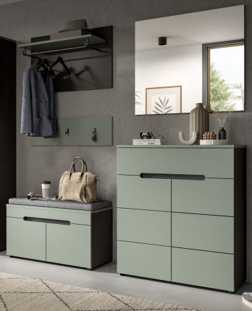Garderobe Set 5-teilig Cooper in salbei und grau 175 cm, Soft-Close