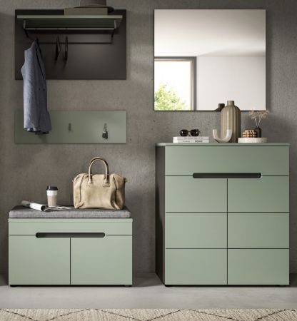 Garderobe Set 5-teilig Cooper in salbei und grau 175 cm, Soft-Close