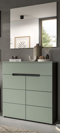 Garderobe Set 2-teilig Cooper in salbei und grau Schuhkommode und Spiegel, Soft-Close