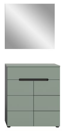Garderobe Set 2-teilig Cooper in salbei und grau Schuhkommode und Spiegel, Soft-Close