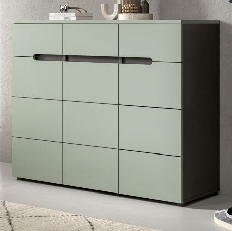 Schuhkommode Cooper in salbei und grau Flurkommode 120 x 94 cm, Soft-Close