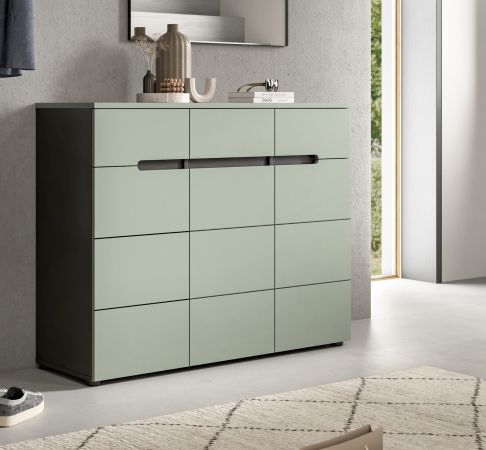 Schuhkommode Cooper in salbei und grau Flurkommode 120 x 94 cm, Soft-Close