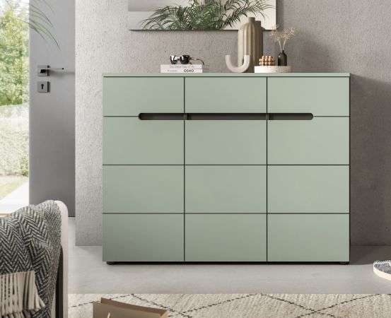 Schuhkommode Cooper in salbei und grau Flurkommode 120 x 94 cm, Soft-Close