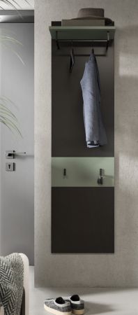 Garderobenpaneel Cooper in grau und salbei Wandgarderobe 45 x 165 cm