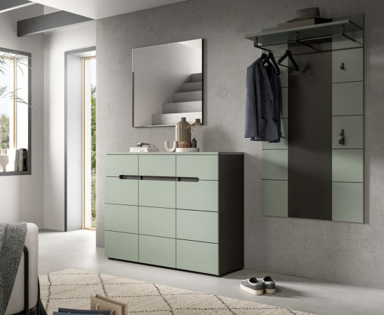 Garderobenpaneel Cooper in salbei und grau Wandgarderobe 80 x 141 cm