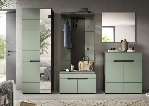 Garderobenpaneel Cooper in salbei und grau Wandgarderobe 80 x 141 cm