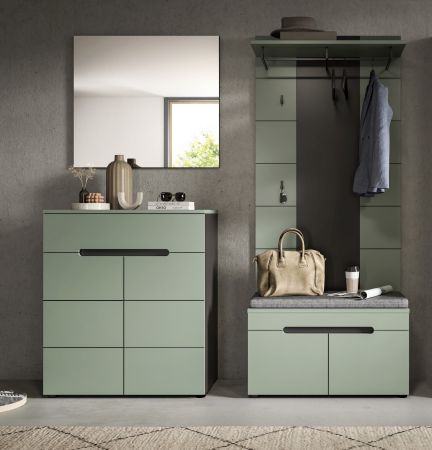 Garderobe Set 4-teilig Cooper in salbei und grau 175 cm, Soft-Close