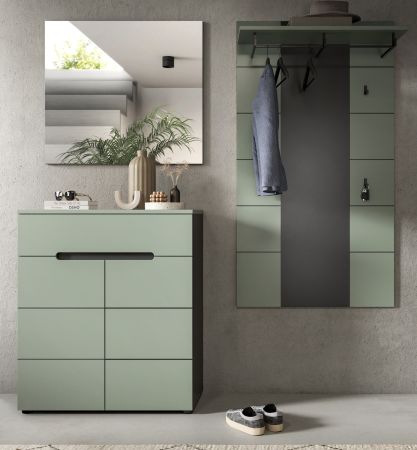 Garderobe Set 3-teilig Cooper in salbei und grau 175 cm, Soft-Close