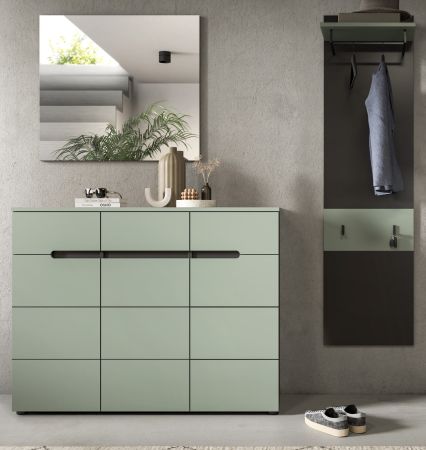 Garderobe Set 3-teilig Cooper in salbei und grau 180 cm, Soft-Close