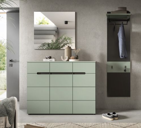 Garderobe Set 3-teilig Cooper in salbei und grau 180 cm, Soft-Close