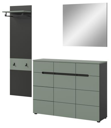 Garderobe Set 3-teilig Cooper in salbei und grau 180 cm, Soft-Close