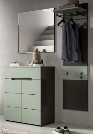 Garderobe Set 3-teilig Cooper in salbei und grau 140 cm, Soft-Close